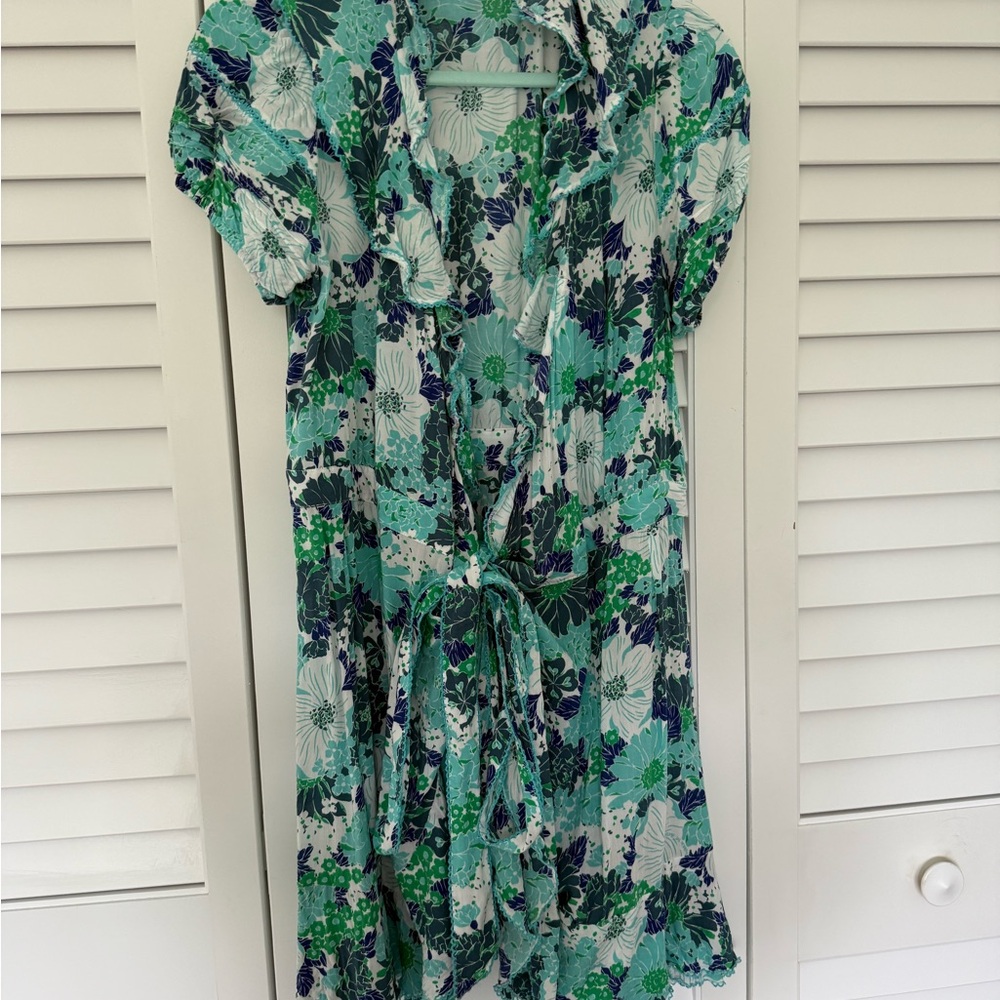 Poupette St. Barth Teal, Navy & Green Floral Top